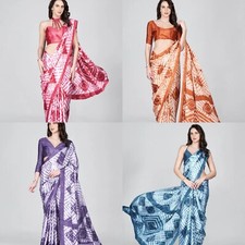 Women's cotton silk laheriya printed saree with Running blouse