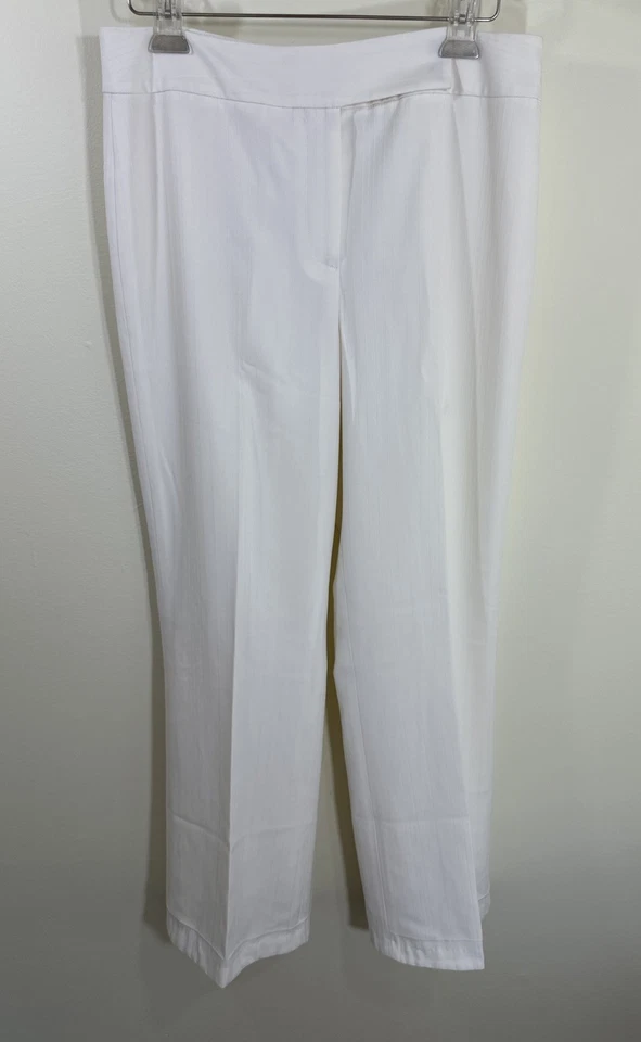 Pantalón de trabajo para mujer TAHARI ARTHUR S. LEVINE talla 10P blanco a rayas Foto 4 de 4