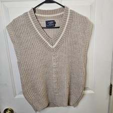 Vintage 80s/90s Haberdashery Sweater Vest Women's Small Beige Preppy Academia