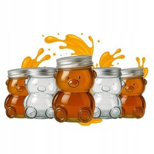 5x Glasgef&auml;&szlig; MI 30ml mit Verschluss f&uuml;r Honig, Marmelade, Gew&uuml;rze, Mini-Flasche
