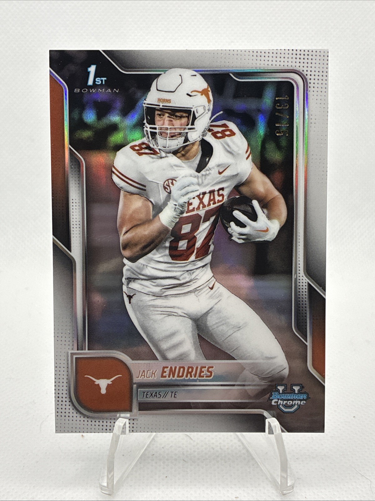 2025 Bowman U Chrome Jack Endries #78 White Refractor /15 Texas Longhorns RC