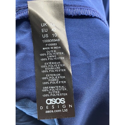 Vestido midi plisado con cuello en V azul oscuro talla 10 de ASOS DESIGN - Imagen 10 de 13