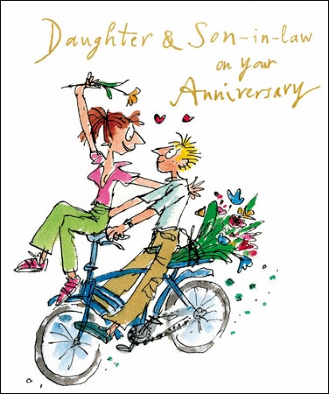 Anniversary Card Daughter & Son In Law Quentin Blake Couple On Bike