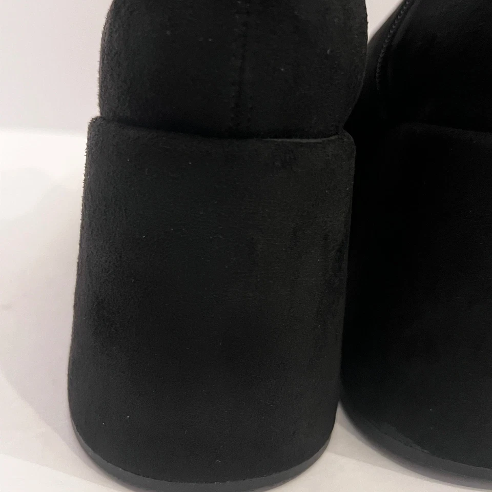 Steve Madden Negro Gamuza Calcetín Plataforma Cuña Botines Talla 8M Foto 2 de 4