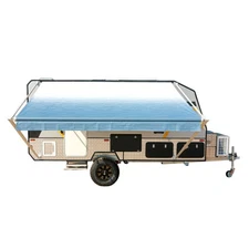 ALEKO Retractable RV Awning 16X8 ft Patio Camping Vinyl Waterproof Canopy Blue