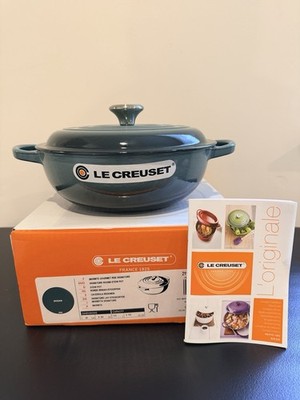LE CREUSET Signature Ocean Soup Pot W/Lid 22 2.5QT Cast Iron New