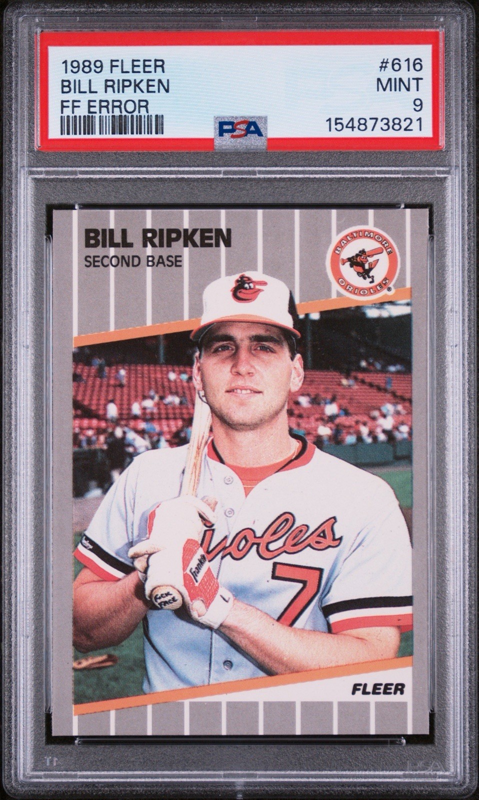 1989 Fleer - Billy Ripken #616 FF Error PSA 9