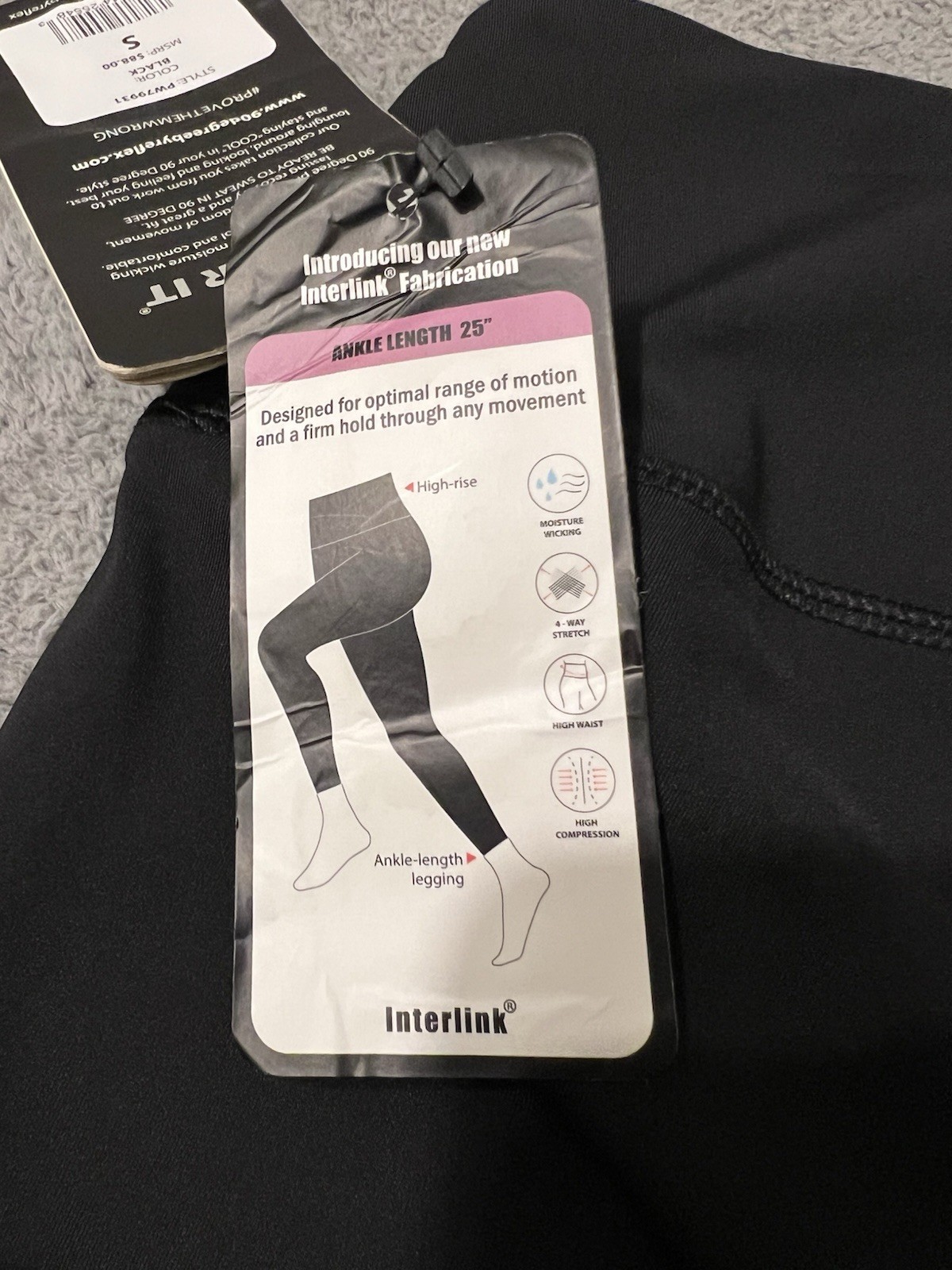 90 Degree by Reflex Black Athletic Leggings Womens Size S Small