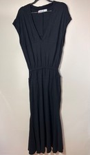 Free People Beach Charcoal Black Vneck Jersey Midi Dress Size XS