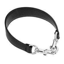 15.35 Inch PU Leather Short Bag Strap with Clasp Black Silver Buckle