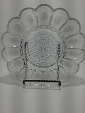 VINTAGE 1970s Indiana Glass Hobnail 11¼” Deviled Egg Relish Tray Plate Collectib