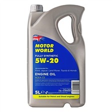 Motor World Engine Oil 5L SAE 5W20 Fully Synthetic ACEA C5 API SN/CF ILSAC GF-5 7.40 per litre