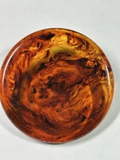 Button Reddish brown mottled single large round shank back plastic  2 3/8 in LG