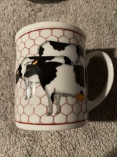 Vintage Takahashi Japan Cows Mug CTO San Francisco Ceramic Chicken Wire
