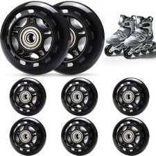 Inline Skate Wheels, 8 Pack 70MM 82A Replacement Wheels, Black ABEC-7 Beari...