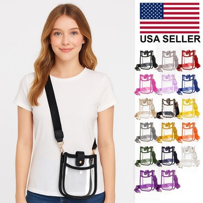 UNNI Women Everyday Clear Stadium Solid Color Colorful Trim Crossbody Bag