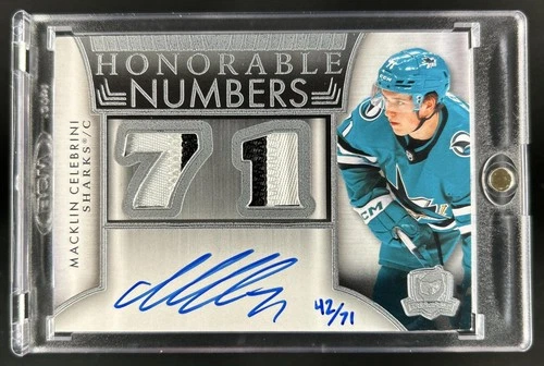 2024-25 The Cup Macklin Celebrini Honorable Numbers Patch RC Auto #/71 #HR-MC