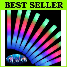 100 Foam Glow Sticks - Colorful Flashing LED Light Sticks