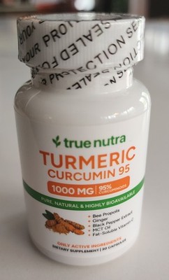 True Nutra Turmeric Curcumin 95- 1000mg Supplement 6 in 1 Ginger Bee Pollen NEW 