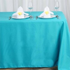 TURQUOISE Polyester 90x156" Rectangle TABLECLOTHS Wedding Party Home Linens SALE