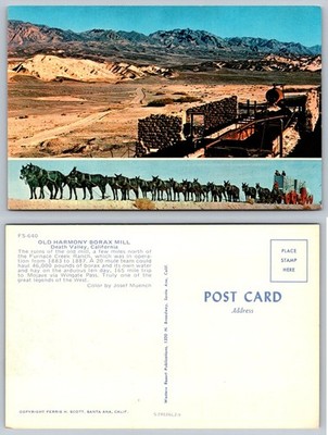 Death Valley Old Harmony Borax Mill 20 Mule Team California Postcard F.H. Scott