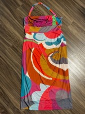 Anthropologie Square-Neck Halter Midi Dress XL Pink Combo – NWT