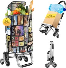 Heavy Duty 3 in 1 Shopping Cart, Foldable Hand Truck with 6 Wheels