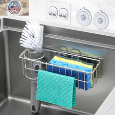 3-In-1 Sponge Holder for Kitchen Sink with Suction Cups  Adhesive Hook , In-Sin