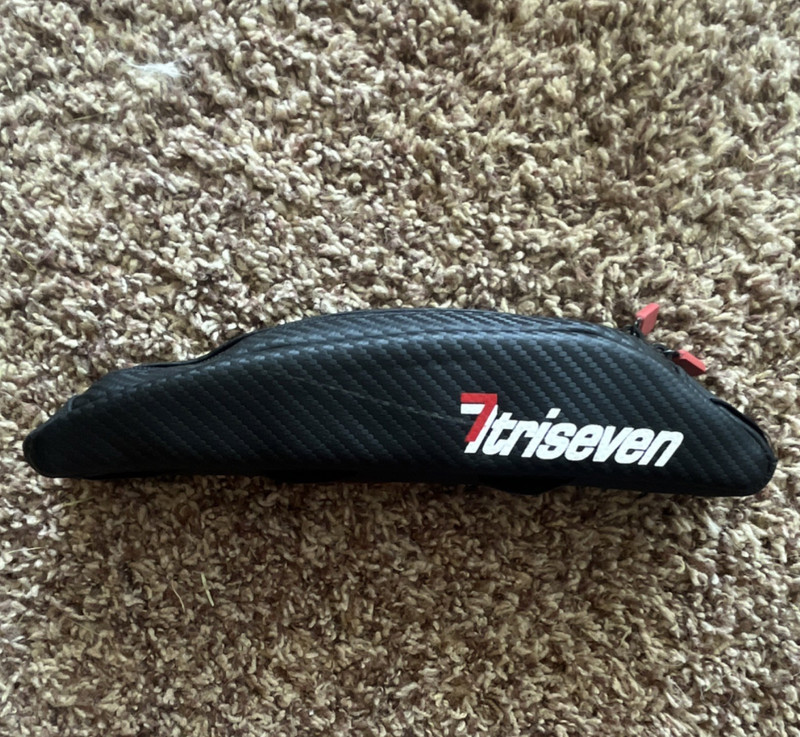 Triseven Aerobag Bicycle Top Tube Bag Zip Close Small Black Fabric 10x3x2 115g