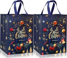 Christmas Tote Bags - 2/4 Pack Large Christmas Bags with Handle Non-woven Fabri