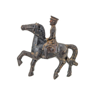 Vintage 1930s Grey Iron "Dimestore" Cast Iron U.S. Cavalry Officer On Horseback