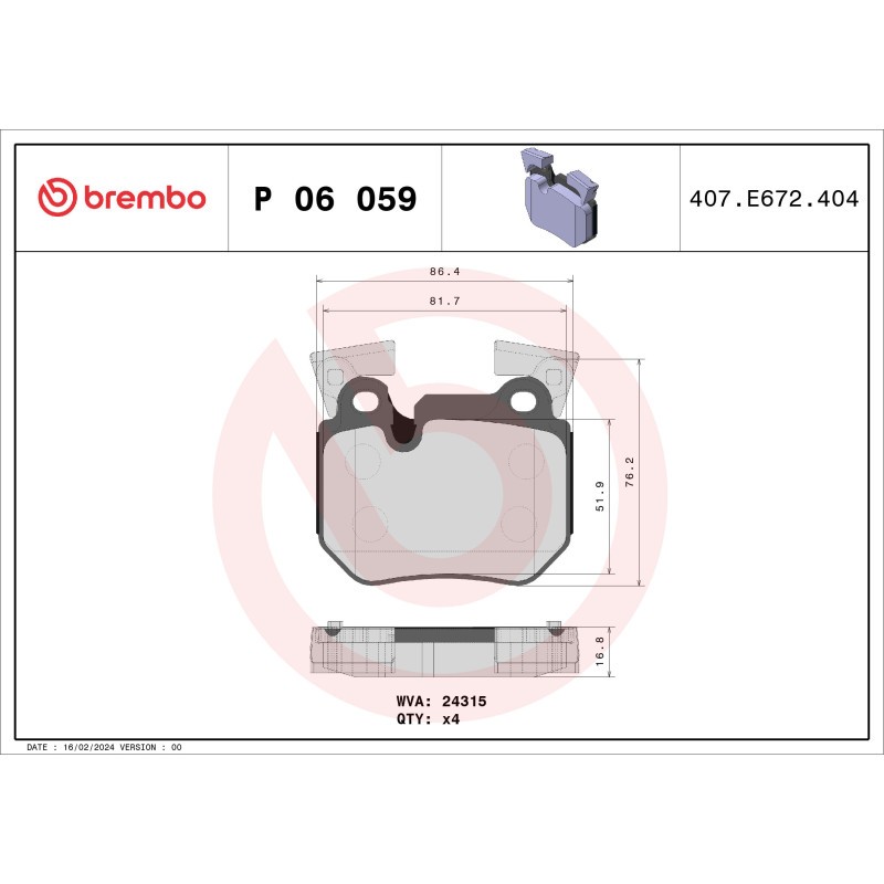 Plaquettes de Frein Disque 17 MM BREMBO Convient pour entre Autres Choses BMW - Image 2