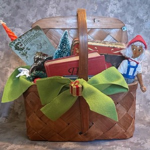 Vintage Christmas Thrifted Aesthetic Basket one of a kind