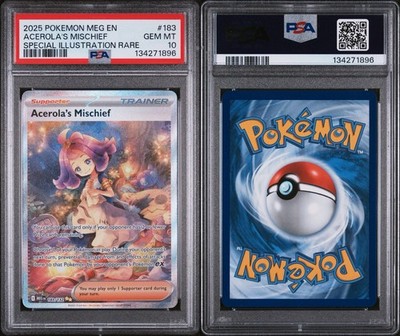 🔥 PSA 10 Acerola's Mischief 183 Me01 Mega Evolution SIR AND Raw