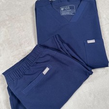 FIGS Scrub Set Mens Large Navy Blue Chisec V-Neck Top Jogger Pants