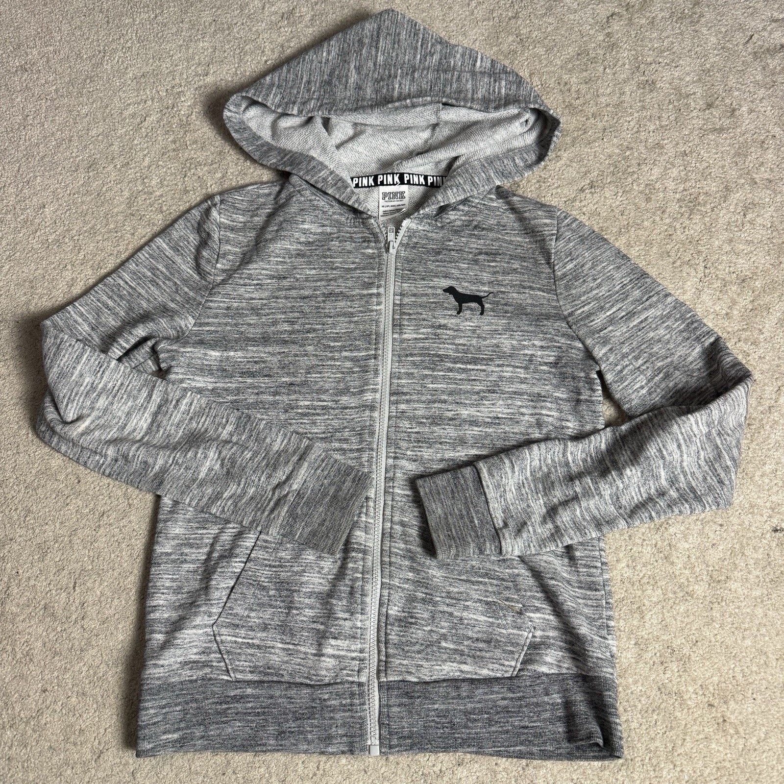 PINK Victoria's Secret Womens Full Zip Hoodie XS Gray
