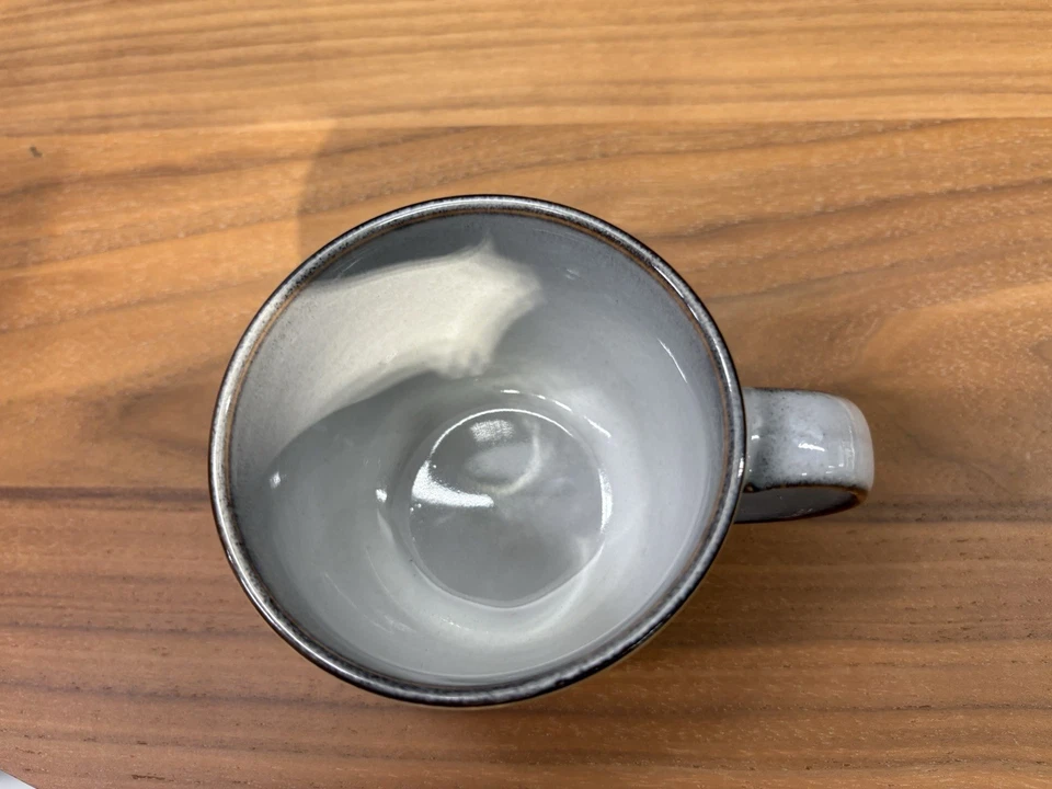 IKEA Gladelig Taza de café de gres Taza de té Hogar Cocina NUEVO gris con bordes en marrón Foto 3 de 4