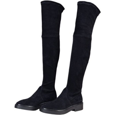 Stuart Weitzman Mara Boots Women s Size 9.5 B Black Suede Stretch Satin Lined