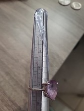 Vtg Sterling Solitaire Ring w/Large Faceted Amethyst sz 7 lavender pale gem