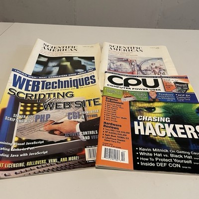 Vintage Tech Magazine Lot 1990s 2000s CPU Kevin Mitnick Hacker WebTechniques