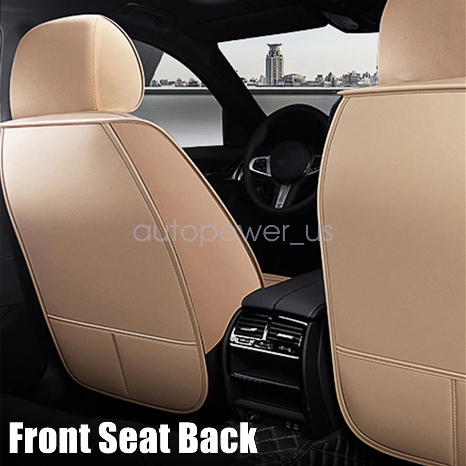 For Toyota RAV4 Car 5-Sits Front &Rear Seat Cover Faux Leather Protector Pad Tan - Imagem 3 de 4