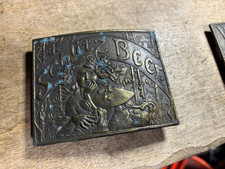 Vintage SCHLITZ BEER Belt Buckle Minted Brass Embossed Woman