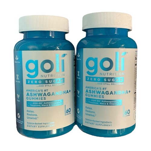 2-Goli Nutrition Ashwagandha zuckerfrei Nahrungsergänzungsmittel vegane Gummis - 60ct
