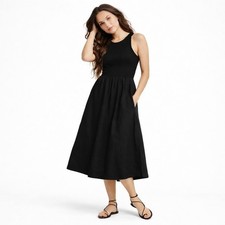 Old Navy Black Fit & Flare Midi Dress Sleeveless Racerback Sz S NWT