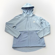 ADIDAS Climawarm Full Zip Long Sleeve Hooded Blue Jacket Women  s Large