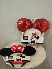 Disney Minnie Mouse 2-Pack - Red Polka Dot & Red Glitter Bow Ears Headbands