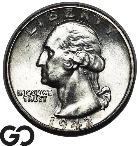 1942-D Washington Quarter, Solid Gem BU++