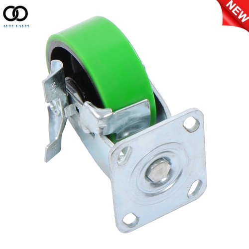 4er Pack 5"×2" grün PU Rollen mit 2 geraden, 2 360° schwenkbaren Halterungen mit Seitenbremsen - Bild 8 von 13