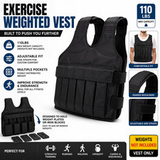 Exercise Weighted Vest Fitness Training Workout Sport 110LBS Weighted Adjustable