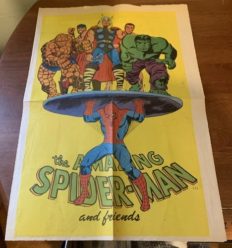 Newton Comics 1975 Promo Poster AMAZING SPIDERMAN & FRIENDS Rare!